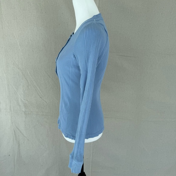 Aerie Essential Blue Henley Laying Long Sleeve T-Shirt Size L - Picture 3 of 7